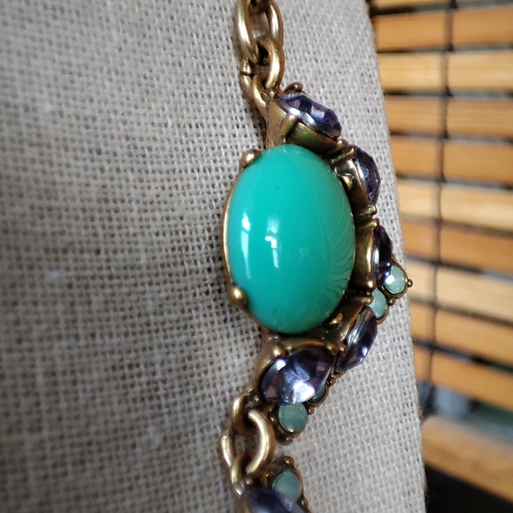 Stella and Dot Rory Jade Jadeite Cabachon Tanzanite Opaline Rhinestone Necklace - Picture 11 of 12